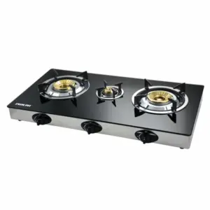Nikai Gas Cooker 3 Burner Glass 7mm Tempered NG5093G Tempered Glass Auto Ignition System Blue Flame