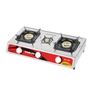 Nikai Gas Cooker 3 Burner Steel NG845 Stainless Steel Auto Ignition System Blue Flame