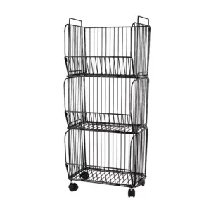 Nadstar1 Storage Rack Stainless Steel 3 Layers with Wheels Kitchen Standing Storage Rack HP22-029H