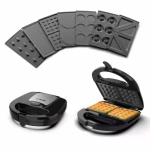 Nikai Sandwich Toaster 4 Slice 7 In 1 Sandwich, Grill, Donut, Waffle, Cup Cake, Nutty, Conemaker 750W NGT727D Non Stick Cooking Plate Cool Touch Housing Detachable Plates With Light Indicator