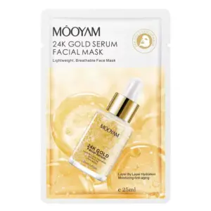 Faith Mooyam 24K Gold Serum Facial Mask - Lightweight and Breathable, Layered Hydration, Moisturizing Anti-Aging Facial Sheet Mask for Skin Care.