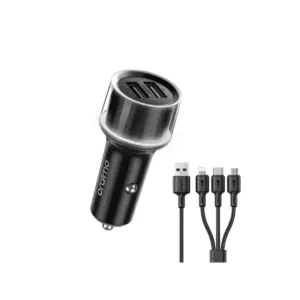 Oraimo Highway 15 15.5W Car Charger with 3in1 Cable, Dual USB Output, LED Light Ring, Multi-Protection OCC-1152D+X93