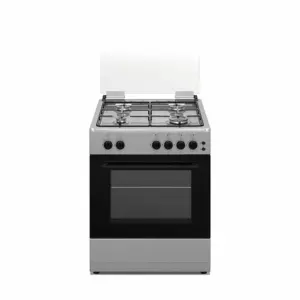 Nikai Oven Cooking Range 4 Burner Double Glass Door 60x55cm U6062FS Glass Lid Button Ignition For Hob With Lamp Stainless Steel Top And Body