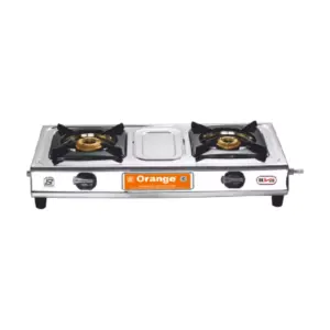 Orange Cookware Orange Gas Stove Spectra 201 Gold with 2 Burner, Stainless Steel Body OLPG218