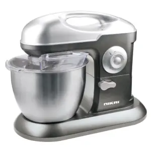 Nikai Kitchen Machine 6.5L Steel Bowl With Cover 1200W NSM650A Stainless Steel Bowl With Cover Metal Gear 3 Blades Whisk, Dough Hook & Beater 10 Speed With Pulse