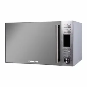 Nikai Microwave 30l Digital 5 Power Levels with Grill Function 1100w NMO300MDG Defrost By Timing And Weight Cooking End Signal Pull Handle Door Stainless Steel Panel