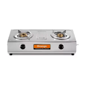 Orange Cookware Orange Gas Stove Spectra 201 Steelo with 2 Burner, Stainless Steel Body OLPG220