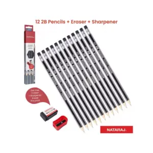 Nataraj Pencil 2b Platinum Extra Dark With Eraser & Sharpner P06881 (Pack of 5Pcs)