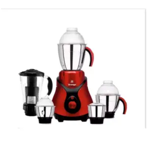Orange Cookware Orange Mixer Grinder 750W with 3pcs Stainless Steel Jars, 1 Polycarbonate Juice Jar BELLONA