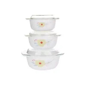 Opal 3pcs Bowl Set for Oven Modern Art Antique, White, OPL1822F