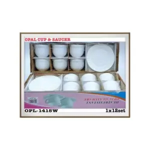 La Opala Opal Cup & Saucer Set of 12Pcs, Floral, Dishwasher Safe, 150ml, White OPL1415