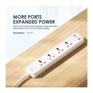 Oraimo Power Extension Power Hub C 4-AC Outlets, 3 USB-A Ports, 1 Type C Port, Smart Fast Charging AniFast Technology, Small & Portable, High Security OWS-U351