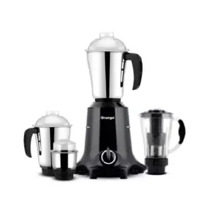Orange Cookware Orange Mixer Grinder 750W with 3pcs Stainless Steel Jars, 1 Polycarbonate Juice Jar, Black OCTA 4