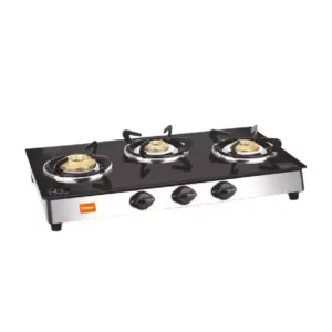Orange Cookware Orange Gas Stove Elegant 301 with 3 Burner, Toughened Glass Top OLPG275