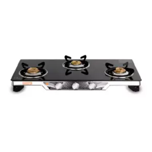 Orange Cookware Orange Gas Stove Sleeko 301 Jumbo with 3 Burner, Toughened Glass Top OR0247