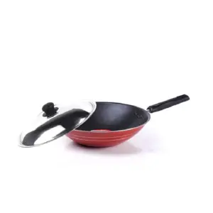 Orange Cookware Orange Chinese Wok Non-Stick with Stainless Steel Lid ONSC024