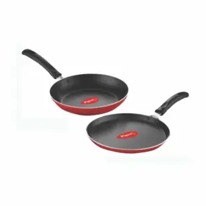 Pigeon Aluminium Nonstick Cookware Duo Pack Flat Tawa 250 and Fry Pan 200 Pans for Frying Gift Set 19000818