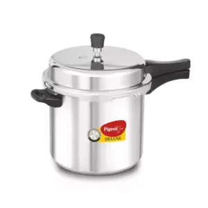 Pigeon Pressure Cooker 10l Deluxe Outer Lid Aluminium Sap 105 - Ergonomic Sturdy Handle Thermal Efficiency Special Alloy Safety Plug