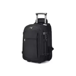 Poso Vacuum Backpack with Wheels Waterproof Laptop Shoulder Bag 17.3", Compression Business Travel Trolley Backpack, Black PS-685
