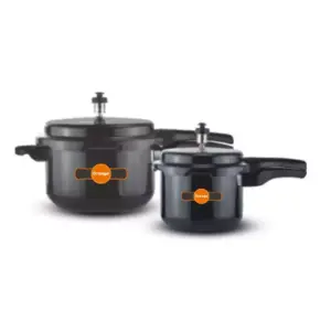 Orange Cookware Orange Black Magic Pressure Cooker 5L with Outer Lid, Hard Anodized OAPC170
