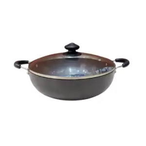 Orange Cookware Orange Hard Anodized Deep Kadai No12 2.5L with Glass Lid OHAC104