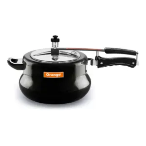 Orange Cookware Orange Black Magic Elegant Handi Pressure Cooker 5.5L with Inner Lid, Hard Anodized OAPC203