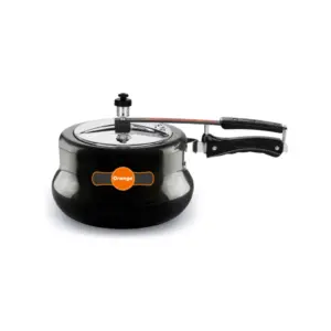 Orange Cookware Orange Black Magic Elegant Handi Pressure Cooker 3.5L with Inner Lid, Hard Anodized OAPC202