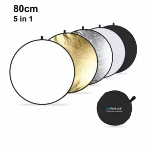 Faith PULUZ Handheld Multi Collapsible Portable Studio Light 80cm 5in1 Flash Reflector Disc Photo Diffuser Round with Carrying Case, Multi Disc Translucent, Silver, Gold, White and Black
