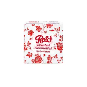 Rosy Printed Serviettes, Soft & Decorative, Pack of 18 Pcs
