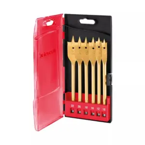 Ronix 6-Piece Titanium Coated Flat Wood Drill Bit Set, 1/4" Hex Shank, 10–22mm RH-5330