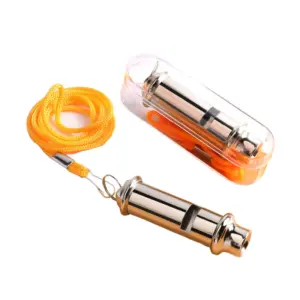 Faith Security Metal Blowing Whistle - Silver Police Bobby Style, Ideal for Hiking, Climbing, Camping, and Outdoor Use, Includes Neck Chain.
