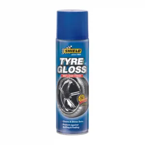 Shield Auto & Home Shield-Auto Tyre Gloss Aerosol Tyre Cleaner, Ultra-Black, Glossy Finish, Road Grime, 400ml SH97