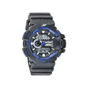 Titan Watch SF Hustler Quartz Analog+Digital Black Dial Watch for Men with PU Strap 77118PP06