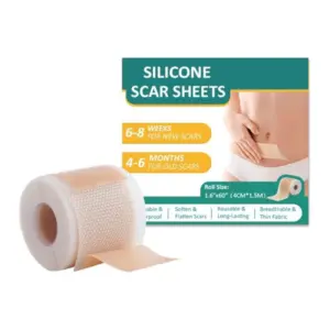 Faith Silicone Scar Sheets Reusable Silicone Scar Tape For C Section, Tummy Tuck, Keloid And Surgical Scars, Skin-friendly, Waterproof, Breathable (4cmx1.5m)