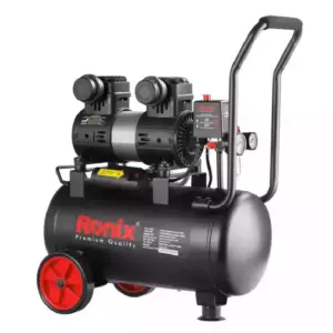 Ronix Quiet Silent Air Compressor 1300W, 25-Liter Tank, Oil-Free, 100L/min Air Flow RC-2512