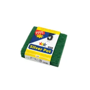 Generic Silver Pot Scouring Pad 130x135mm Green 5pcs x 75 Pack (Pack of 360)