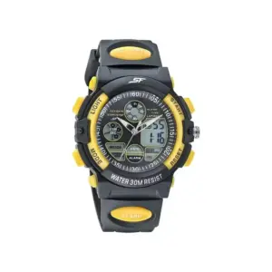 Titan Watch SF Hustler Quartz Analog+Digital Black Dial Watch for Men with PU Strap 77116PP01