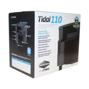 Aquael Seachem Tidal Power Filter for 400L Aquarium, Self Priming Pump, Self-Cleaning Impeller, Surface Skimmer, Maintenance Alert Feature & High Capacity Filter Basket with Matrix Bio-Media Tidal 110