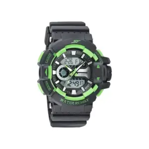 Titan Watch SF Hustler Quartz Analog+Digital Black Dial Watch for Men with PU Strap 77118PP04