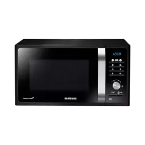 Samsung Microwave 23L 800W Solo Digital LED Display, Triple Distribution System, Ceramic Inside, Auto Cook, Deodorizer, Anti-Bacterial Activity, Easy to Clean, Scratch Resistant, Prevents Discoloration Black MS23F301TAK/EU