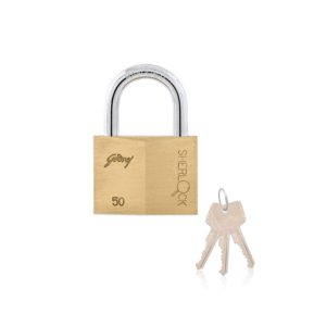 Godrej Locks Godrej Sherlock Padlock 50mm, Hardened Shackle Double Locking, High Precision Brass Pin Tumbler Mechanism, Anti-Pick Technology to Enhance Security Brass In Blister Pack 7072