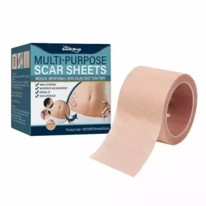 Faith South Moon Silicone Scar Sheets Painless Scar Repair Tape Roll Effective Scar Removal Strips For Keloid Surgery Burn Acne (5cmx500cm)