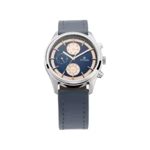 Titan Watch Titan Neo IV Multifunction Blue Dial Watch for Men with Leather Strap 1805SL02