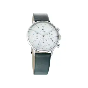 Titan Watch Titan Light Leathers II Quartz Multifunction White Dial Watch for Men with Green Leather Strap 90102SL03