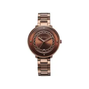 Titan Watch Titan Marhaba Quartz Analog Brown Dial Watch for Women with Date, Stainless Steel Strap 2651QM03