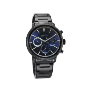 Titan Watch Titan Stellar Quartz Multifunction Blue Dial Watch for Men with Black Stainless Steel Strap 10012NM01