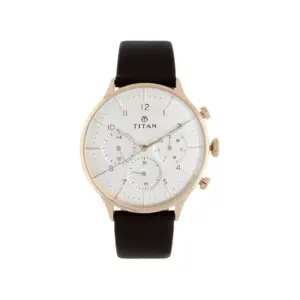 Titan Watch Titan HighEnd Classique Quartz Multifunction White Dial Watch for Men with Black Leather Strap 90102WL01
