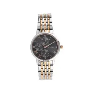 Titan Watch Titan Ladies Neo II Quartz Multifunction Anthracite Dial Watch for Women with Two Toned Stainless Steel Strap 2569KM03