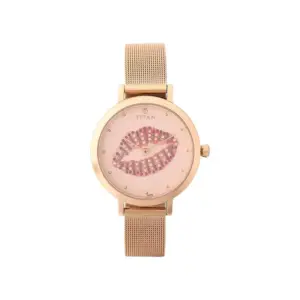 Titan Watch Titan PoP Quartz Analog Pink Dial Watch for Women with Rose Gold Stainless Steel Strap 95104WM02
