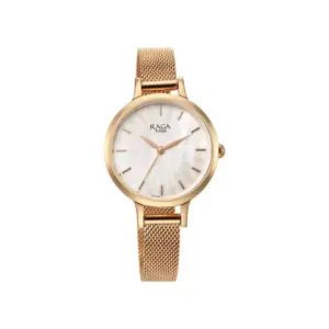 Titan Watch Titan Raga Power Pearls Quartz Analog Dial Watch for Women with Rose Gold Metal Strap 2666WM01